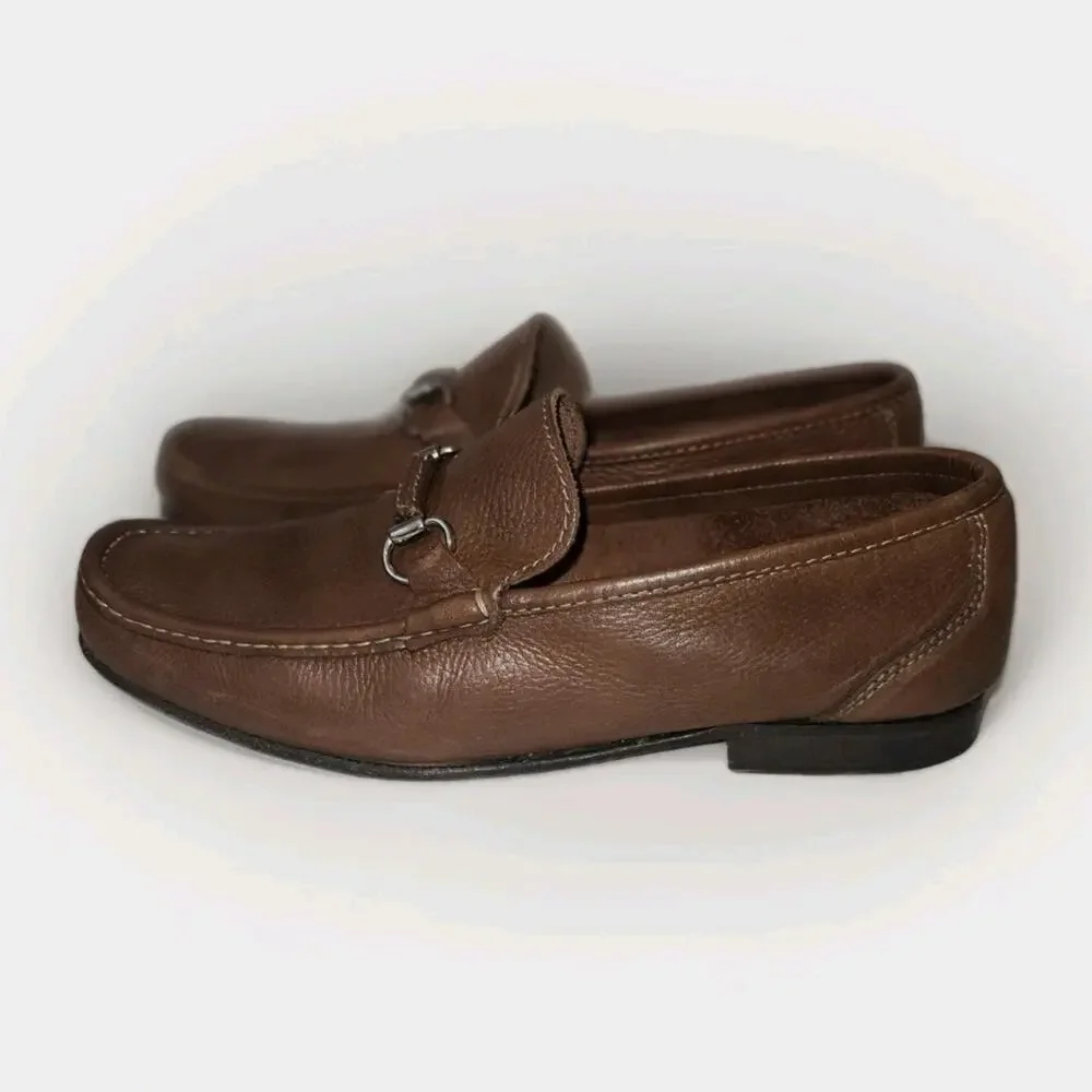 Men's Sandro Moscoloni Sandrino Pebbled Leather Loafers Size 10D Brown Spain